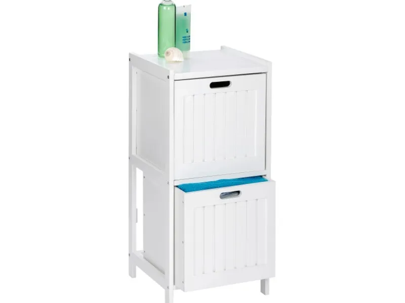 Wenko Regal Oslo Echtholz Weiß 2 Schubladen 76 cm x 36 cm x 36 cm< Küchenregale