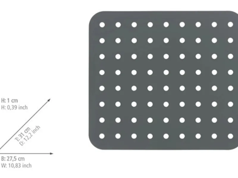 Hot Wenko Spülbeckeneinlage Kristall Eckig 27,5 cm x 1 cm x 31 cm Grau