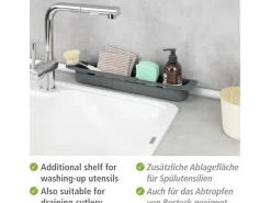 Online Wenko Spülorganizer Fino Ausziehbar bis 49,5 cm x 5,5 cm x 8,5 cm Grau