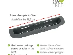 Online Wenko Spülorganizer Fino Ausziehbar bis 49,5 cm x 5,5 cm x 8,5 cm Grau