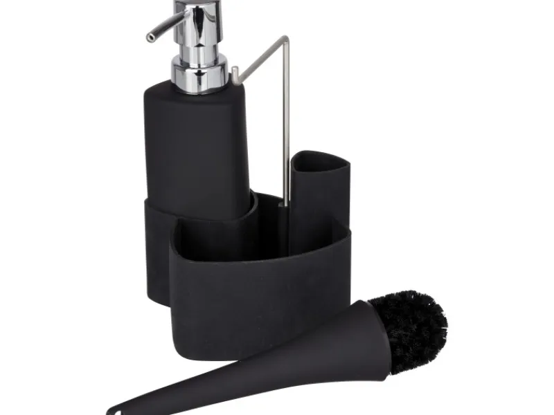 Wenko Spül-Set Empire Schwarz 19 cm x 11 cm x 12,5 cm< Küchenhelfer