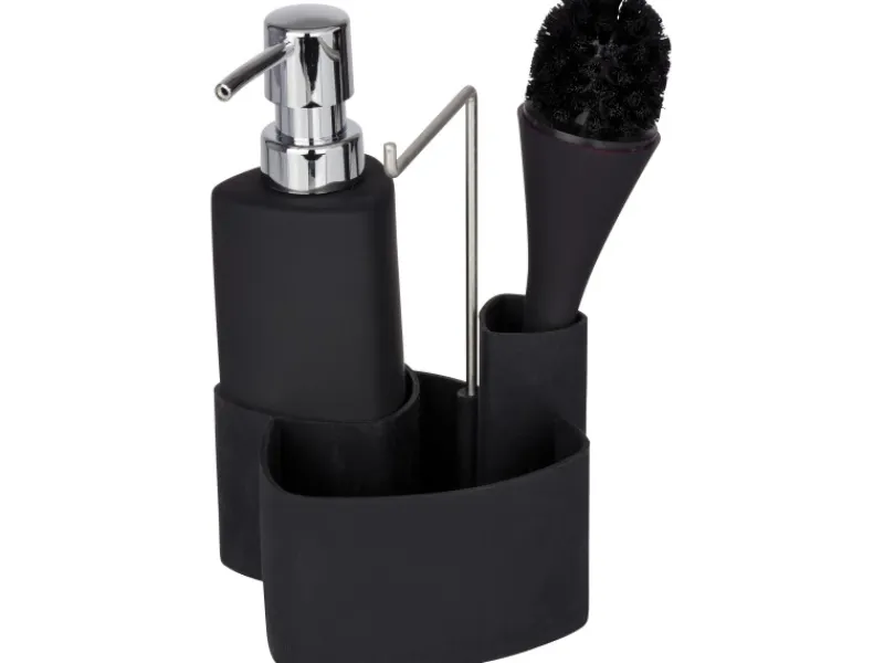 Wenko Spül-Set Empire Schwarz 19 cm x 11 cm x 12,5 cm< Küchenhelfer