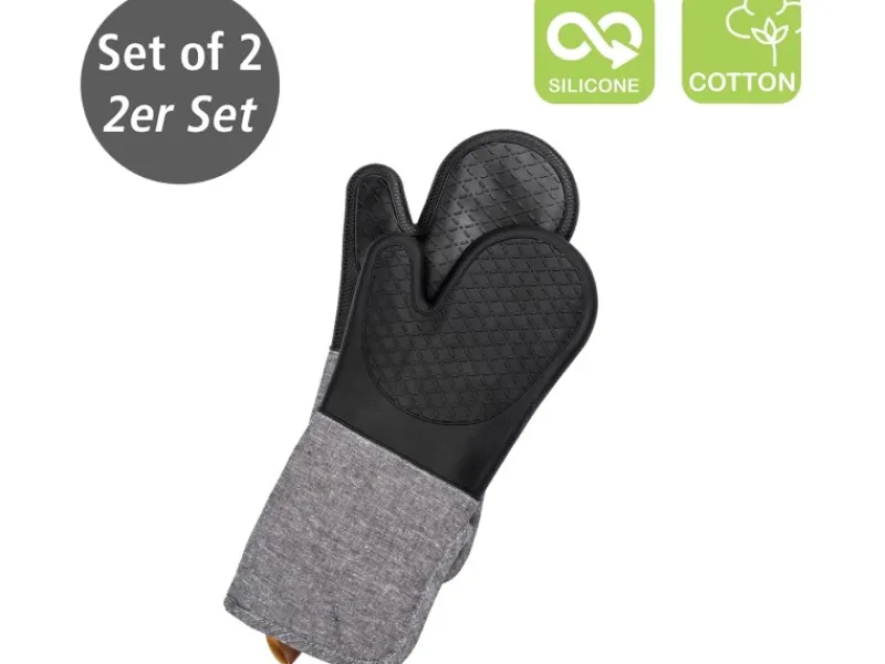 Wenko Topfhandschuhe Ada 2er-Set Silikon-Handflächen Schwarz< Herde