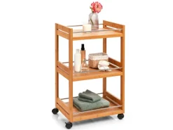 Zeller Servierwagen<Bad-Rollwagen Bambus/Metall 76 cm x 38 cm x 45,7 cm Natur