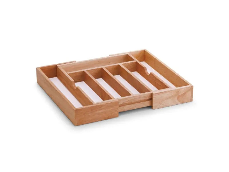 New Zeller Besteckkasten Ausziehbar Gummibaum/Melamin 60 cm x 37,5 cm x 32 cm Natur