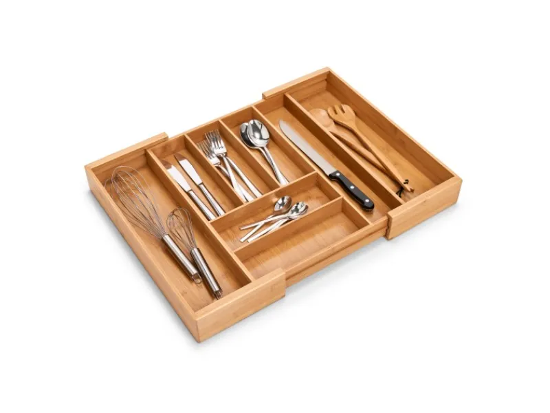 Zeller Besteckkasten Ausziehbar Bambus/HDF 6,5 cm x 35 cm x 43 cm Natur< Küchen-Ordnungssysteme|Besteckkästen
