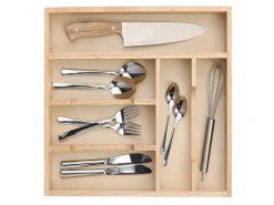Zeller Besteckkasten Gummibaum 6 cm x 43 cm x 34 cm Natur< Küchen-Ordnungssysteme|Besteckkästen