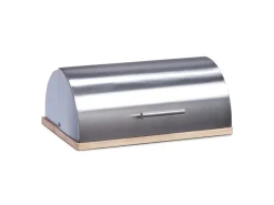 Zeller Brotkasten Edelstahl/Gummibaum 16 cm x 28 cm x 39 cm Silber< Küchenhelfer