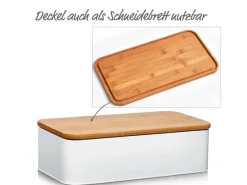 Zeller Brotkasten Metall mit Bambusdeckel Metall 42,5 x 23 x 12,3 cm Matt< Vorratsbehälter