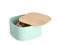 Zeller Brotkasten Metall mit Bambusdeckel 14,5 cm x 26,5 cm x 26,5 cm< Küchenhelfer
