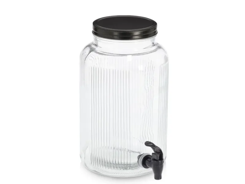 Zeller Getränkespender Glas/Metall 3,9 l Transparent-Schwarz< Geschirr