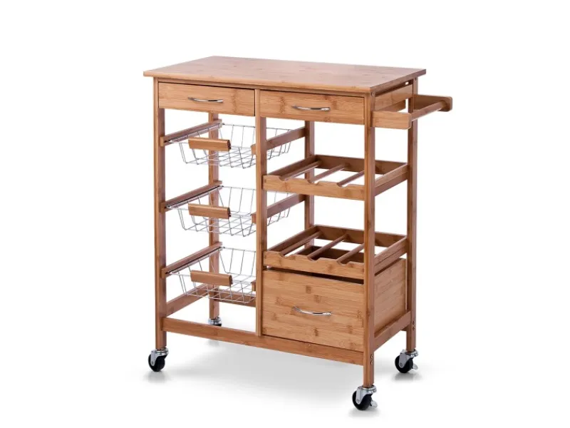 Zeller Servierwagen<Küchenrollwagen Bambus 66 cm x 36 cm x 84 cm Natur