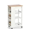 Zeller Küchenrollwagen Bambus/MDF/Metall 50 cm x 37 cm x 86,5 cm Weiß< Servierwagen