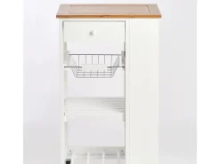 Zeller Küchenrollwagen Bambus/MDF/Metall 50 cm x 37 cm x 86,5 cm Weiß< Servierwagen