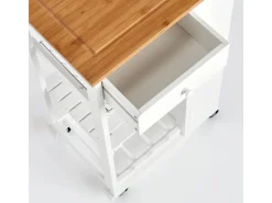 Zeller Küchenrollwagen Bambus/MDF/Metall 50 cm x 37 cm x 86,5 cm Weiß< Servierwagen