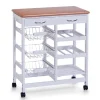 Zeller Servierwagen<Küchenrollwagen MDF mit Bambusdekor-Top 66 cm x 36 cm x 76 cm Weiß