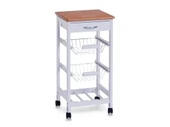 Zeller Küchenrollwagen MDF mit Bambusdekor-Top 37 cm x 37 cm x 76,5 cm Weiß< Servierwagen|Küchenregale