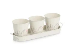 Zeller Kräutertopf-Set Flowers Metall 4-teilig Weiß< Töpfe