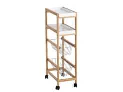 Zeller Nischen-Rollwagen Bambus/MDF/Metall 82,5 cm x 22 cm x 40 cm Weiß-Natur< Servierwagen