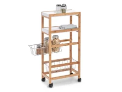 Zeller Nischen-Rollwagen Bambus/MDF/Metall 82,5 cm x 22 cm x 40 cm Weiß-Natur< Servierwagen