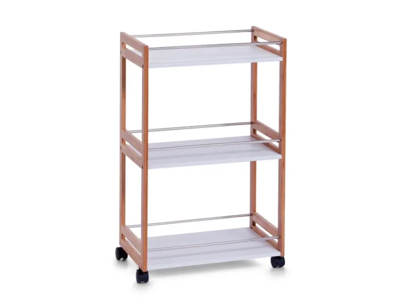 Zeller Servierwagen<Rollwagen Bambus/MDF 81 cm x 30 cm x 51 cm Weiß