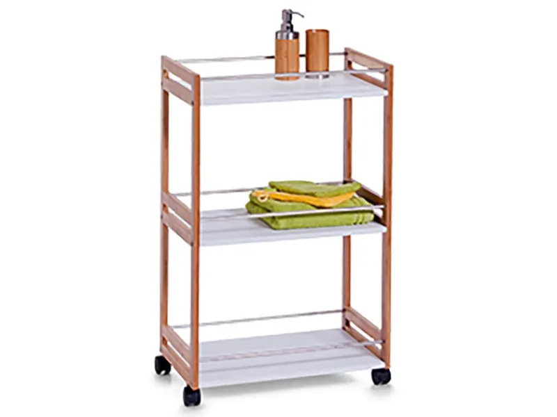 Zeller Servierwagen<Rollwagen Bambus/MDF 81 cm x 30 cm x 51 cm Weiß