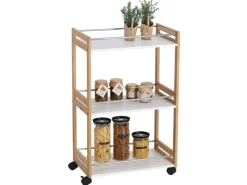 Zeller Servierwagen<Rollwagen Bambus/MDF 81 cm x 30 cm x 51 cm Weiß