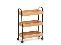 Zeller Rollwagen Bambus/Metall 70,5 cm x 28 cm x 49,5 cm Schwarz< Servierwagen