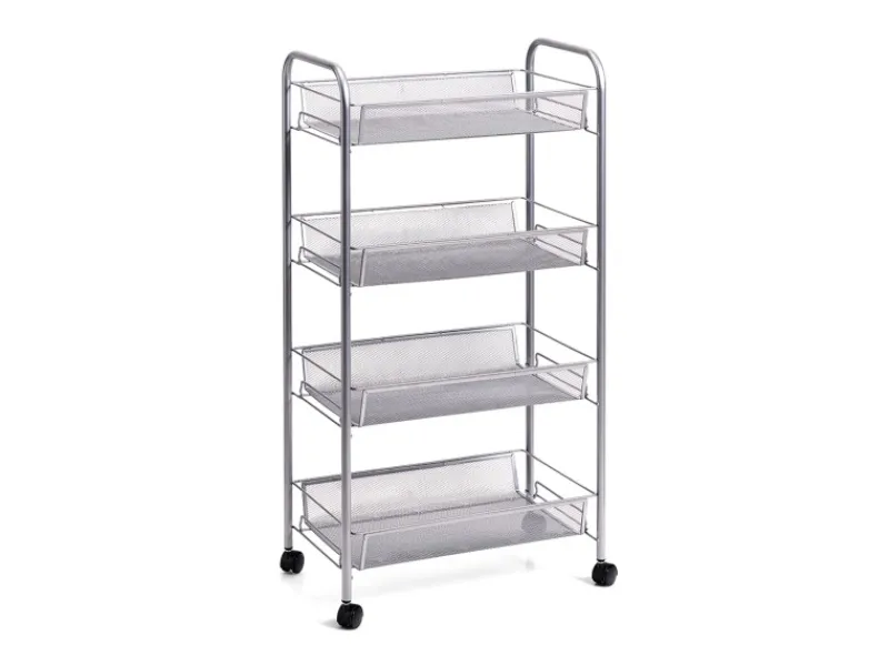 Zeller Servierwagen<Rollwagen Mesh 4-lagig 83,5 cm x 26 cm x 42,5 cm Silber