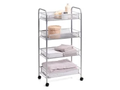 Zeller Servierwagen<Rollwagen Mesh 4-lagig 83,5 cm x 26 cm x 42,5 cm Silber
