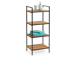 Zeller Küchenregale<Standregal mit 4 Ablagen Bambus/Metall 95 cm x 33 cm x 39 cm Schwarz