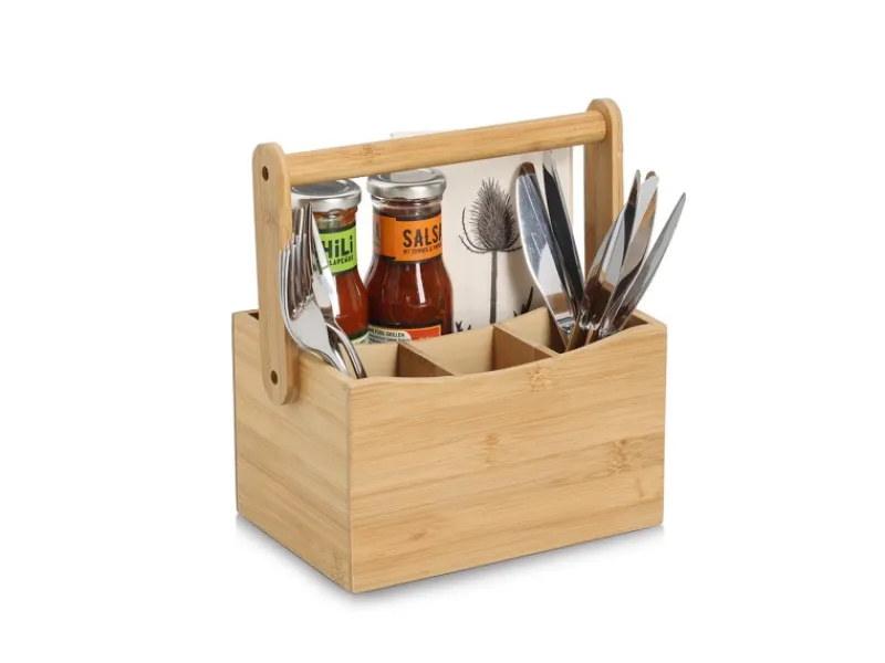 Clearance Zeller Utensilienhalter mit Tragegriff Bambus 23 cm x 14 cm x 21,5 cm Natur