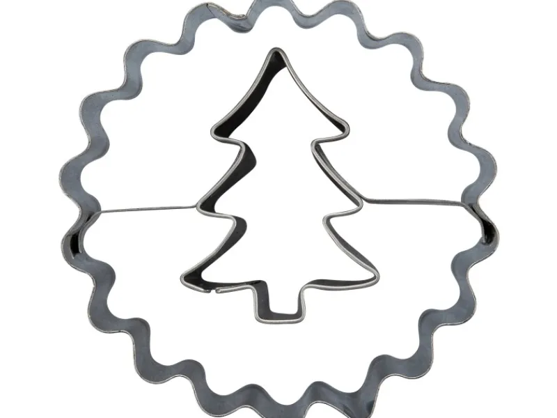 Küchenhelfer<Zenker Ausstecher Linzer mit Tannenbaum Ø 54 mm x 36 mm Silber