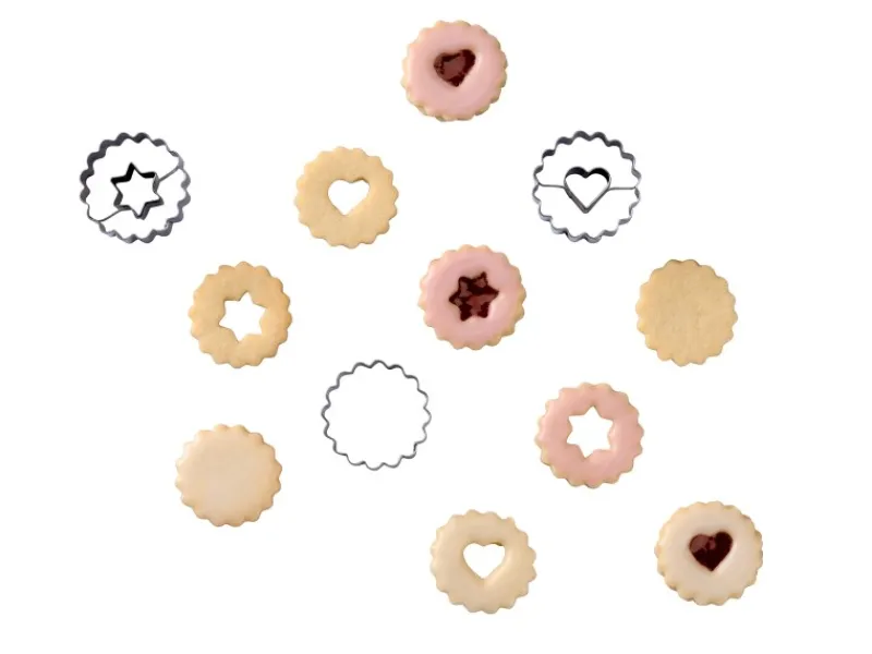 Zenker Patisserie Küchenhelfer<Zenker Ausstecher-Set Linzer Herz und Stern Silber 3-teilig