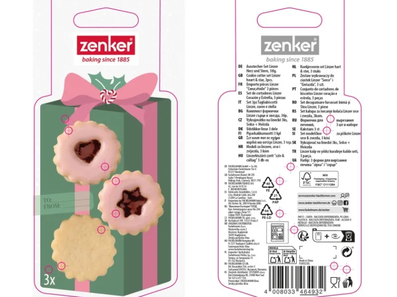 Zenker Patisserie Küchenhelfer<Zenker Ausstecher-Set Linzer Herz und Stern Silber 3-teilig