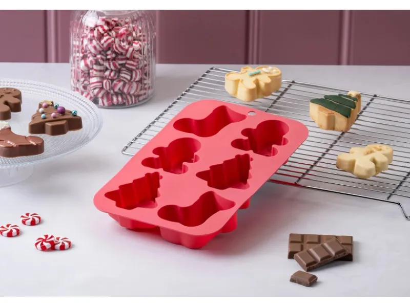 Zenker Patisserie Küchenhelfer<Zenker Backform Silikon 6 Motive Rot
