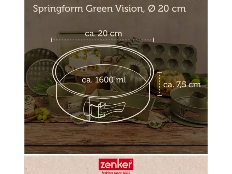 Zenker Springform Flachboden Green Vision Ø 20 cm x 7,5 cm< Küchenhelfer