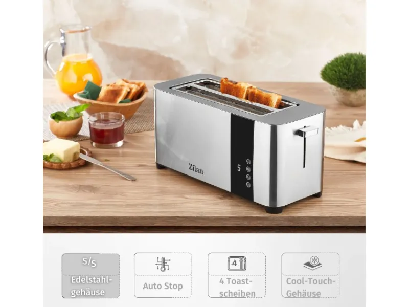 Zilan Haushaltsgeräte<ZLN-6234 Edelstahl Toaster mit Brötchenaufsatz 1400 Watt