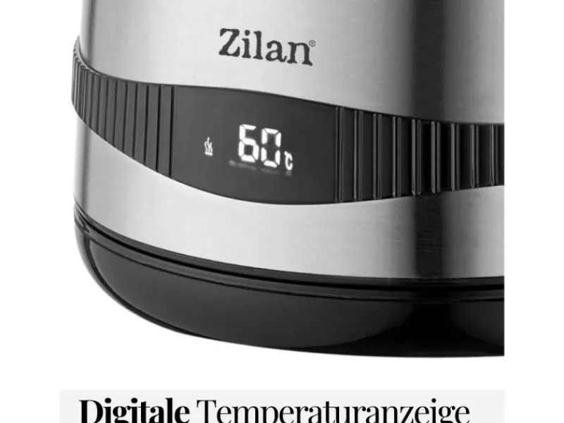 Zilan Haushaltsgeräte<ZLN-1000 Wasserkocher mit Temperatureinstellung Edelstahl 1,7 L