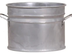 Outlet Zink-Übertopf mit Griffen Ø 18 cm x 16 cm Silber
