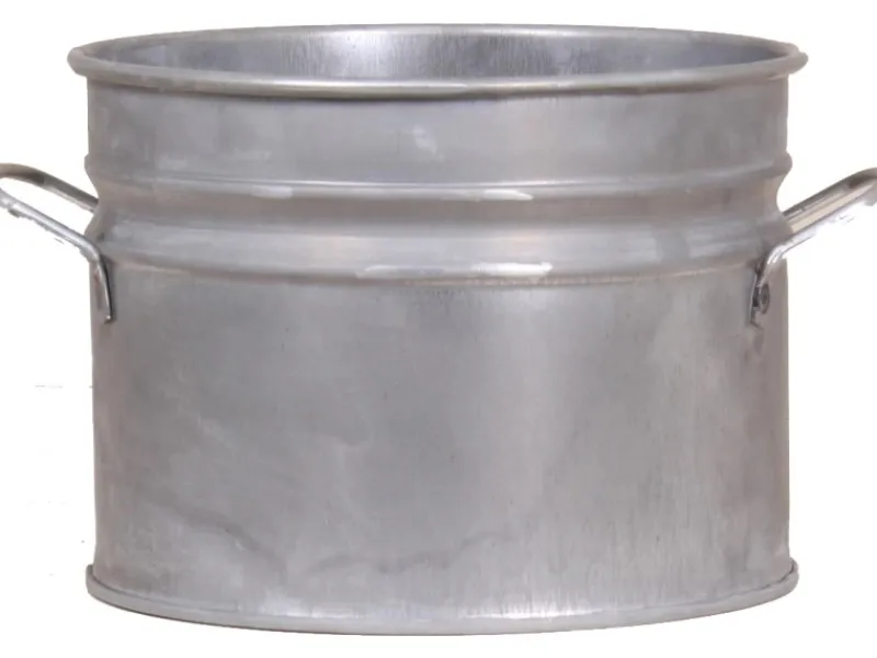 Töpfe<Zink-Übertopf mit Griffen Ø 16 cm x 13 cm Silber