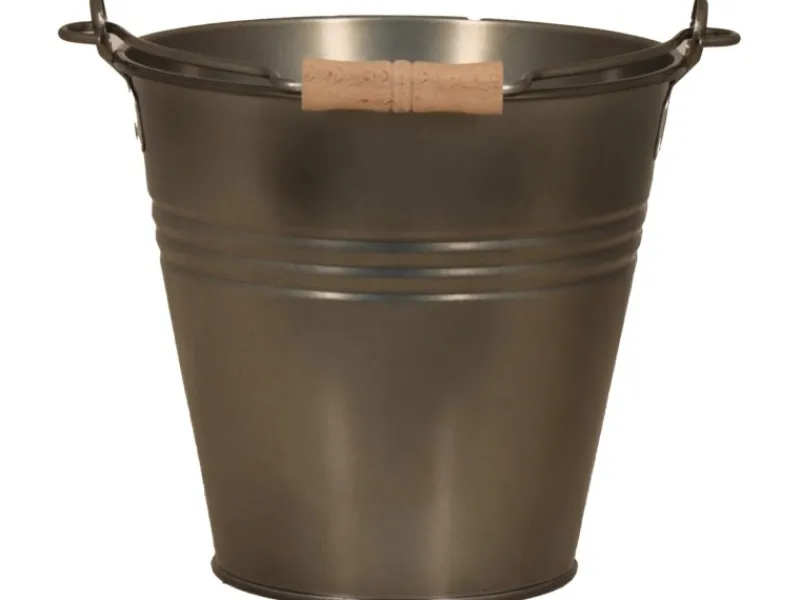 Töpfe<Zink-Eimer Blacklook mit Henkel/Holzgriff 7,2 L 31 cm x 29 cm x27 cm