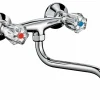 Zweigriffarmatur<Zweigriff-Küchenarmatur Ledro Chrom Wandmontage